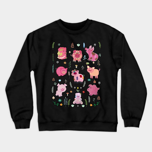 Pig With Plant Design For Farm Girl. Crewneck Sweatshirt by tonydale